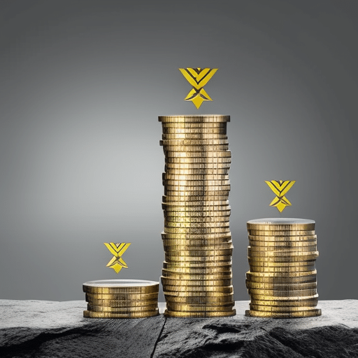 An image featuring a scale with a solid, unwavering foundation on one side and a precarious, teetering stack of coins on the other, symbolizing the potential risks and trustworthiness of Binance Exchange
