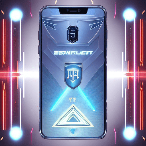 Ze a sleek digital wallet emitting glowing cryptocurrency symbols into a fortified safe surrounded by a shield with a lightning bolt overlay, all against a high-tech, abstract background