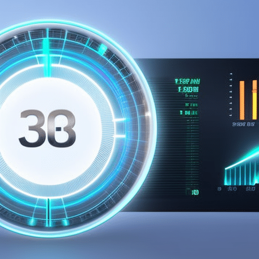 A sleek, modern digital dashboard with glowing cryptocurrency symbols, a 3D pie chart, and holographic user interface elements, reflecting a high-tech financial analysis environment