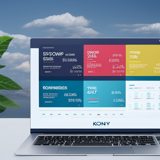 A vibrant image showcasing a laptop screen displaying Koinly's sleek and intuitive interface, with colorful charts and graphs presenting simplified crypto tax reporting