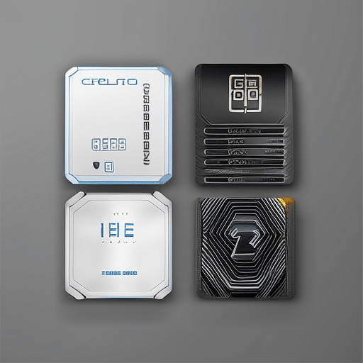 An image showcasing a sleek, futuristic wallet containing a variety of top crypto cards, elegantly arranged on a high-tech background