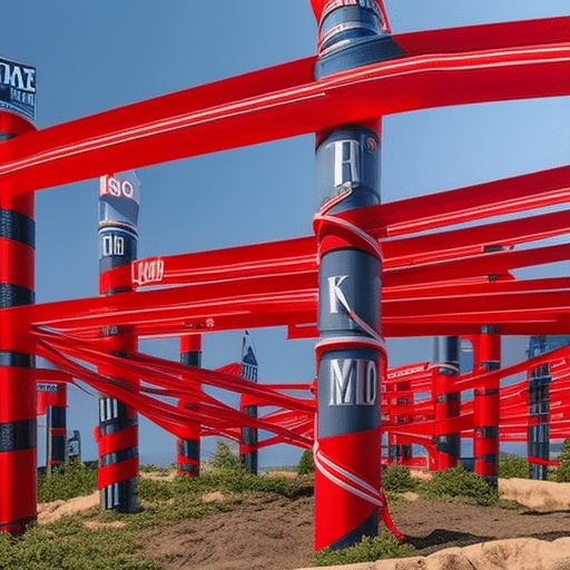 An image showcasing a maze-like casino made of tangled red tape