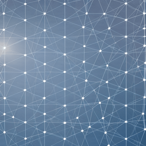 An image showcasing a complex network of interconnected nodes, resembling a web, symbolizing Chainlink's innovative solution to the blockchain oracle conundrum