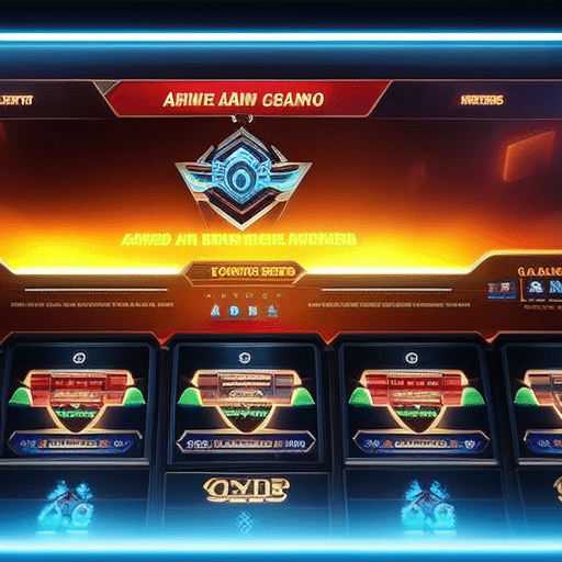 An image showcasing a futuristic online casino interface, with vibrant, translucent colors, where blockchain technology seamlessly integrates into the gameplay, ensuring transparency, security, and fairness for all players