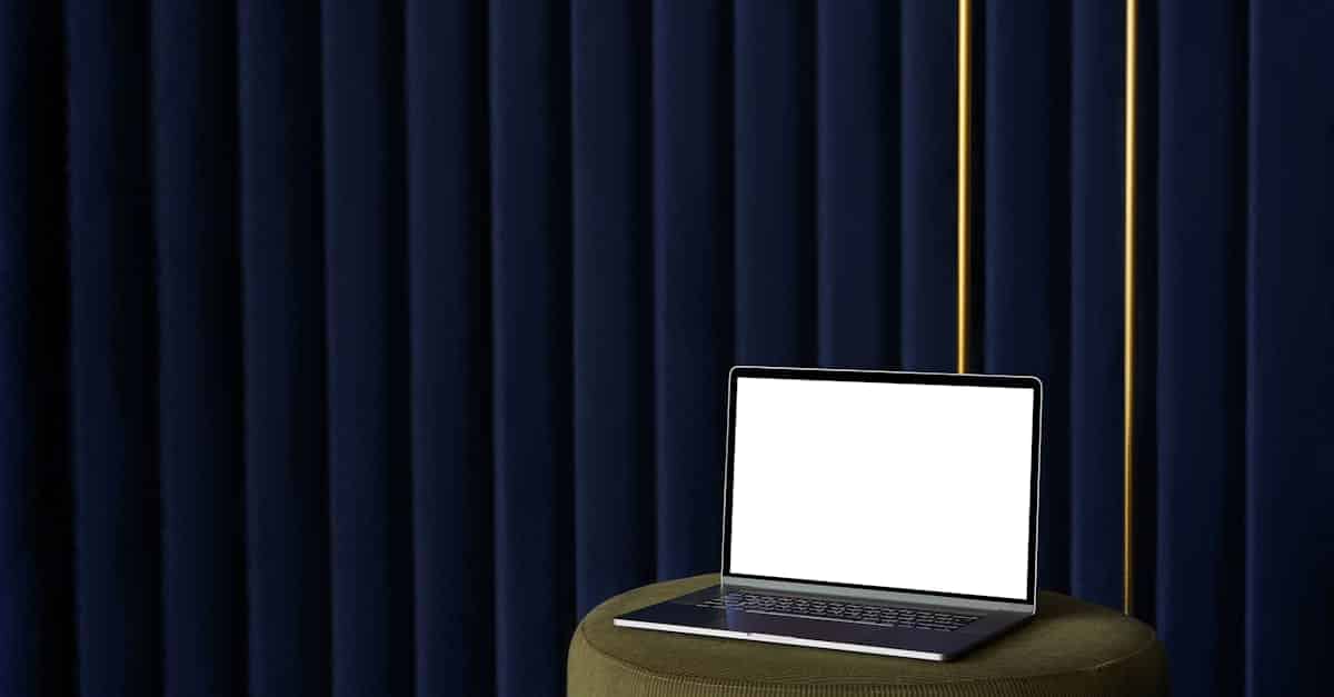 laptop-placed-on-pouf-near-curtain