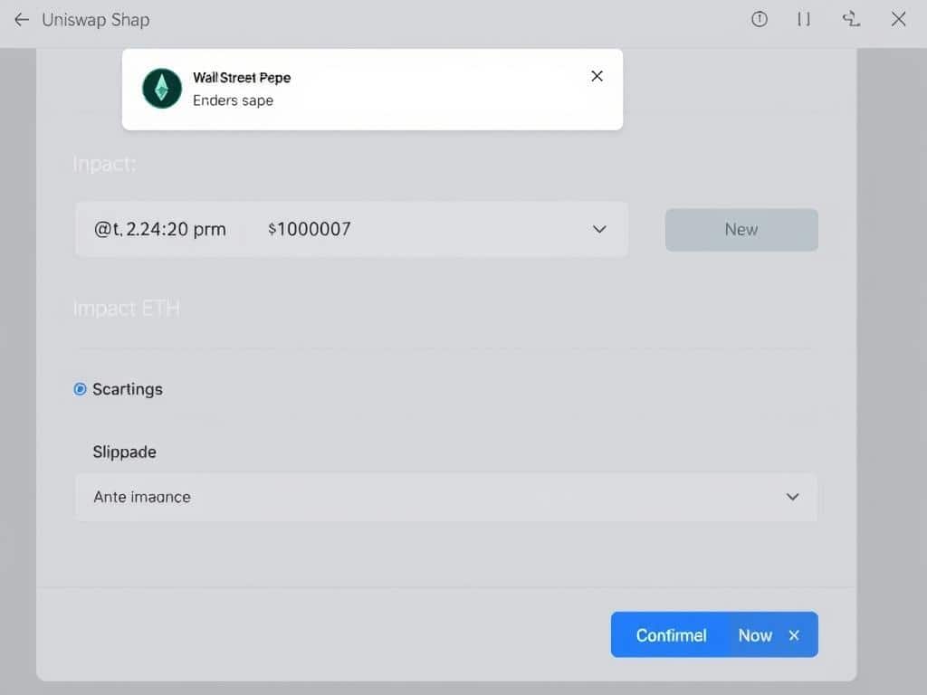 Swapping ETH for Wall Street Pepe tokens on Uniswap