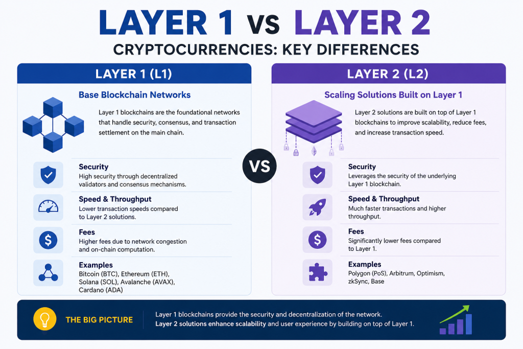 Layer 1 vs Layer 2 Cryptocurrencies