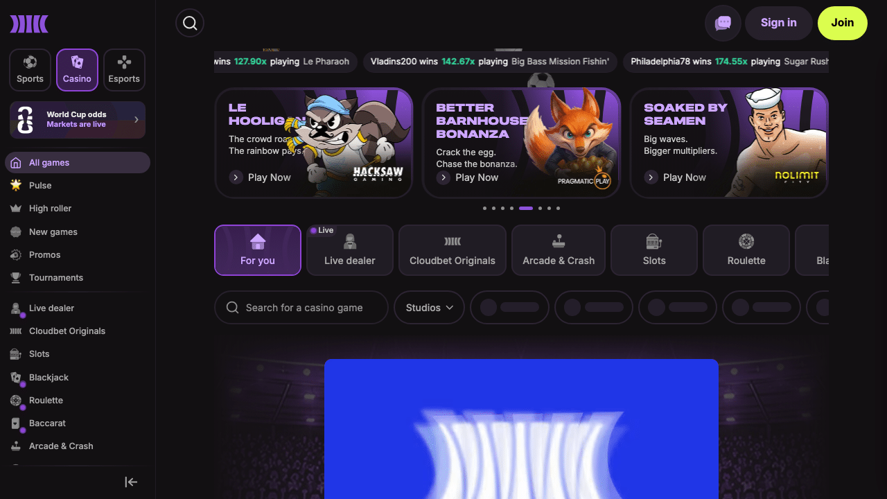 Best Online Casino Without KYC in 2026 7 Cloudbet online casino homepage
