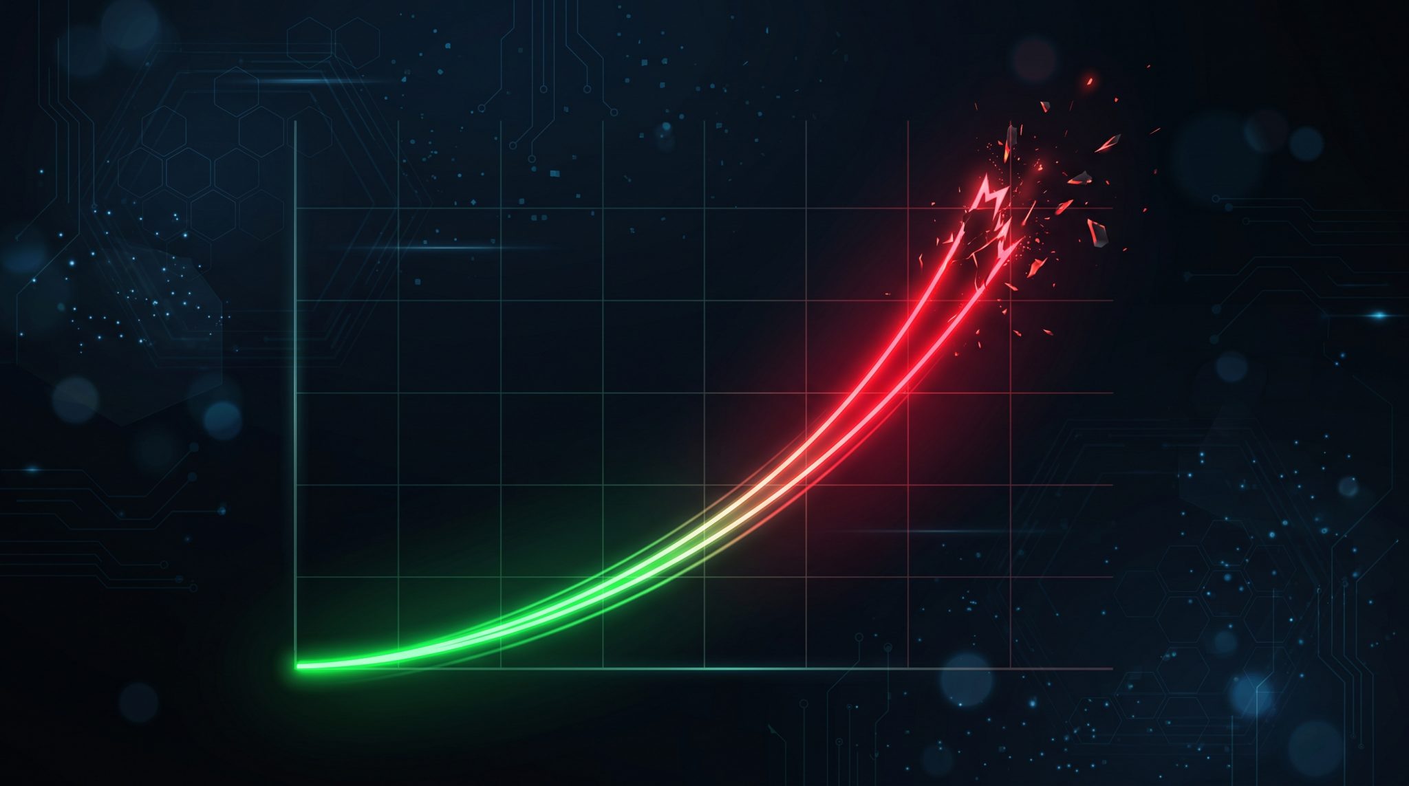 Best Crash Gambling Sites 1 Rising multiplier curve on a dark graph cutting off abruptly, illustrating a crash gambling round