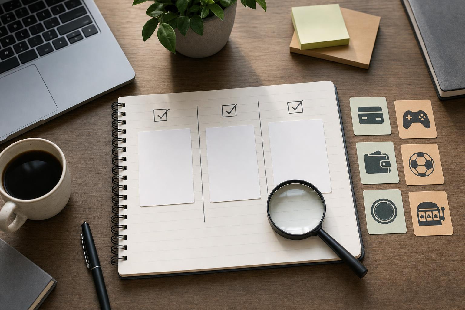 How to Compare Stake Alternatives Before You Choose 1 AI-generated illustration: Editorial illustration of a neutral comparison checklist for evaluating Stake alternatives