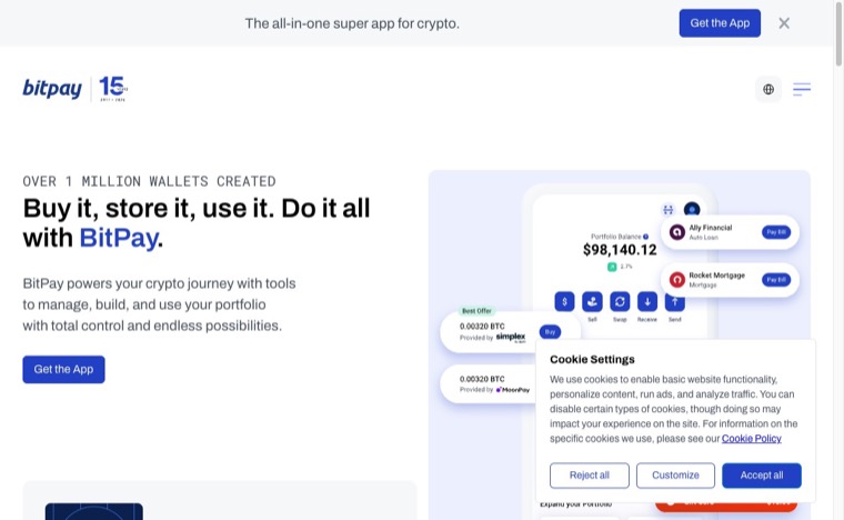 How Crypto Payments Will Impact The Gaming Industry in 2026 3 BitPay homepage screenshot