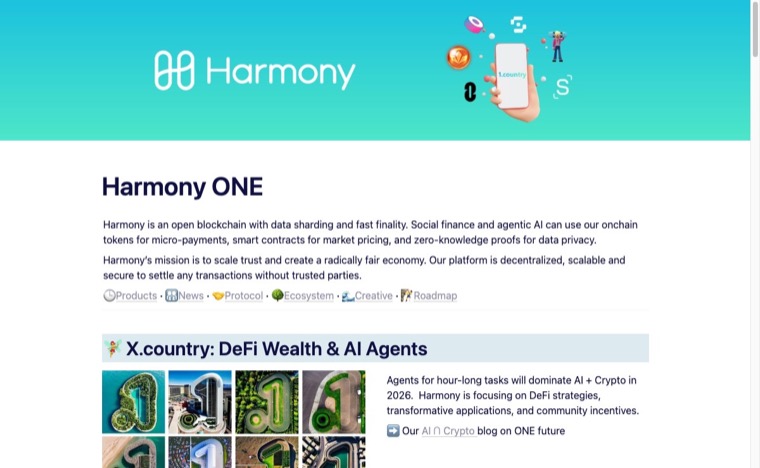 Discover the Best Cryptocurrencies Under $1 3 Harmony homepage screenshot