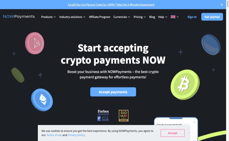 How Crypto Payments Will Impact The Gaming Industry in 2026 8 NOWPayments homepage screenshot