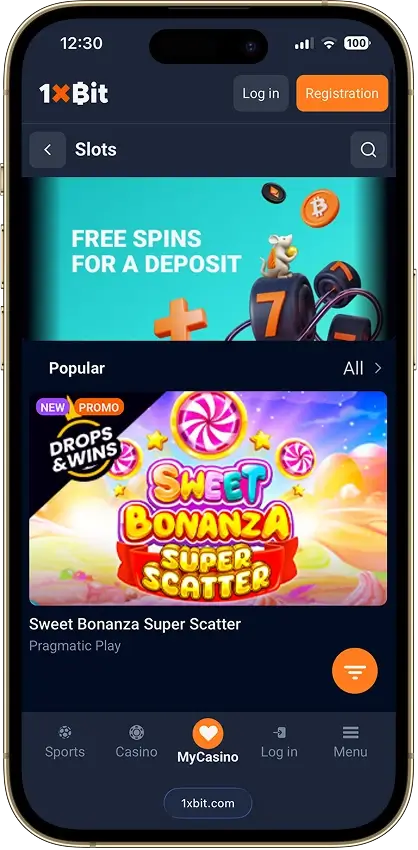 1xBit casino app screenshot