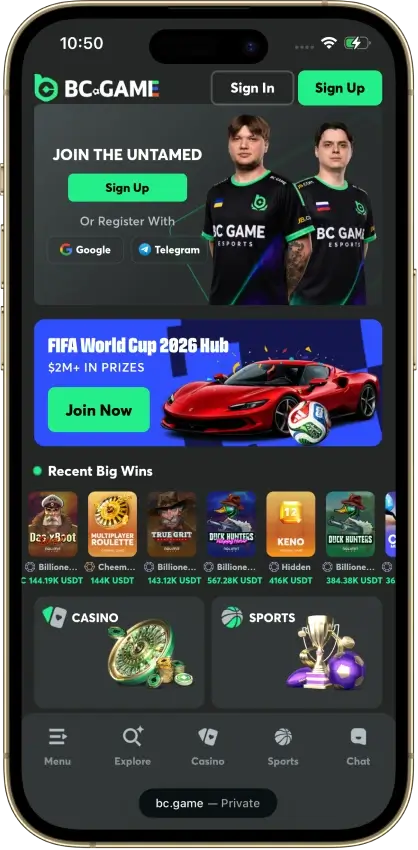 BC.GAME casino app screenshot