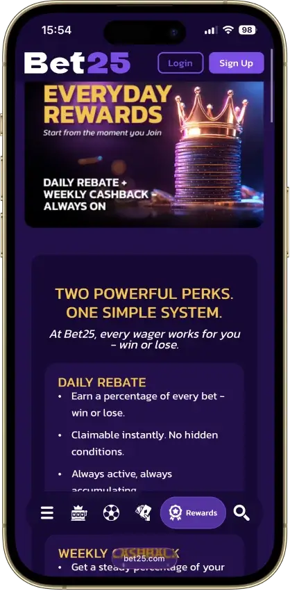 Bet25 casino app screenshot