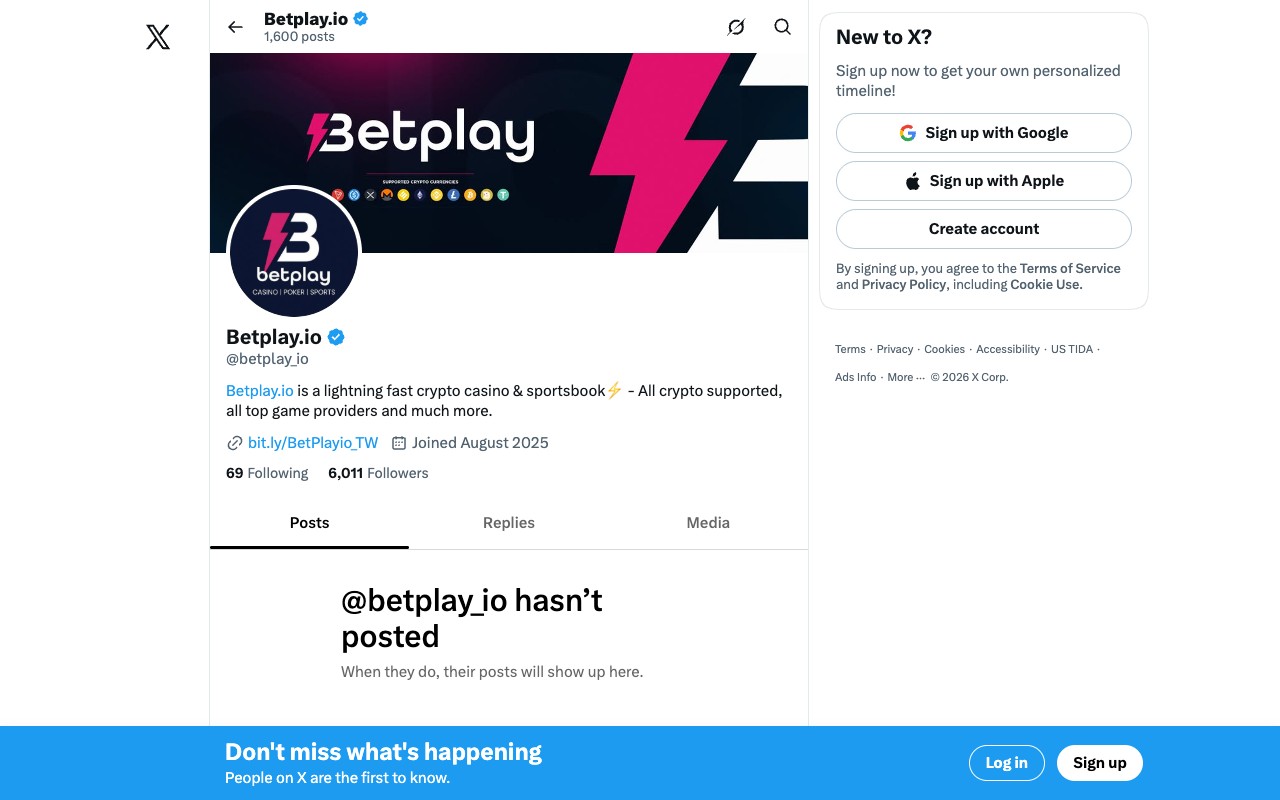 Betplay.io official X profile