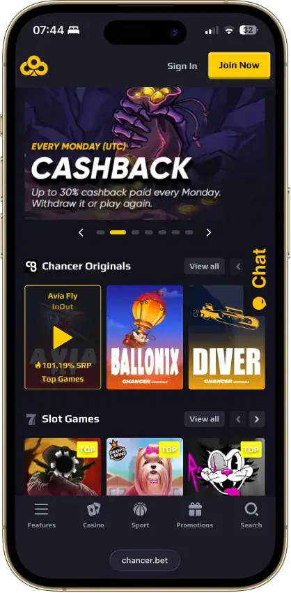 Chancer casino app screenshot