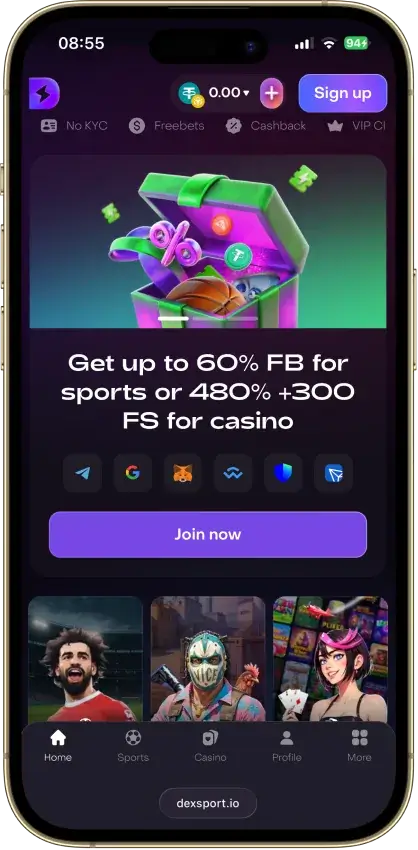 Dexsport casino app screenshot