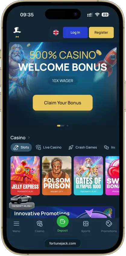 FortuneJack casino app screenshot