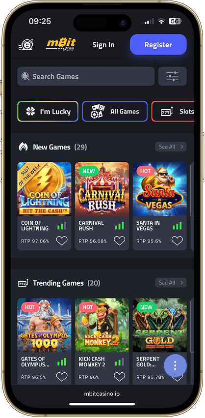 mBit Casino casino app screenshot