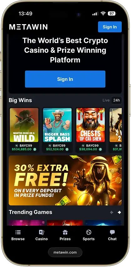 MetaWin Casino casino app screenshot