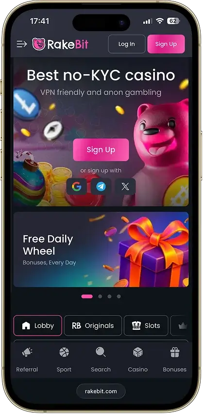 Rakebit casino app screenshot