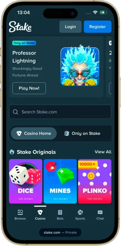 Stake casino app screenshot