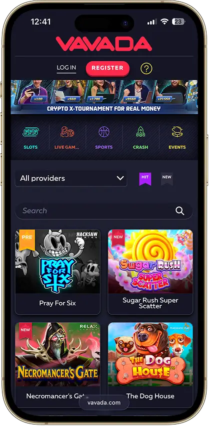 Vavada casino app screenshot
