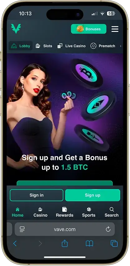 Vave casino app screenshot