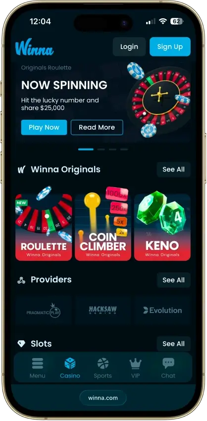 Winna casino app screenshot