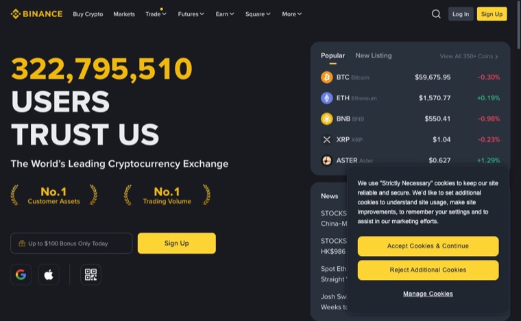 Best Crypto Exchanges 2026: Top Low-Fee Picks Reviewed 7 Binance exchange homepage