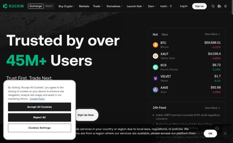 Best Crypto Exchanges 2026: Top Low-Fee Picks Reviewed 12 KuCoin exchange homepage